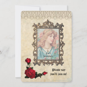 Perlen und Rose Vintages Foto Süß 16 Einladung