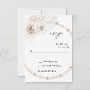 Perlen & Weiße Florale ohne Mahlzeit RSVP Karte