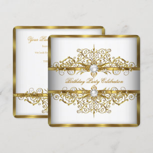 Perlen Weißgold Elegante Geburtstagsfeier 2 Einladung