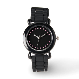 Perlenarmbanduhr (Schwarz & Pink) Armbanduhr