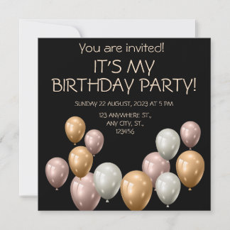 Perlenballons. Eleganter Geburtstag Einladung