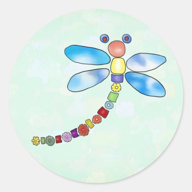 Perlenlibelle Runder Aufkleber (Vorderseite)
