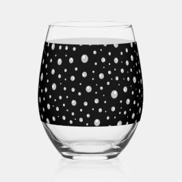 Perlenmuster auf schwarzem Hintergrund Weinglas Ohne Stiel