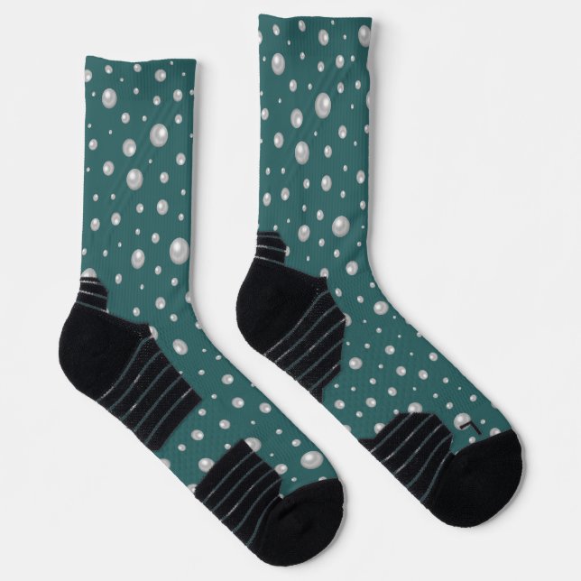 Perlenmuster auf transformierendem Türkis-Hintergr Socken (Rechts)
