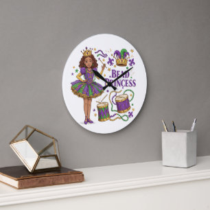 Perlenprinzessin - Mardi Gras Große Wanduhr
