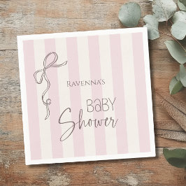 Perlenrosa Streifen Schleife Kokette Saubere Babyp Serviette