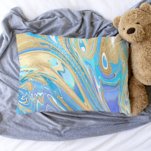 Perlescent Aqua & Gold flüssige Marmor Kissenbezug
