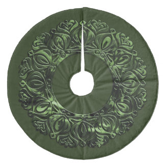 Perlfiligranrand grün mit jeder Farbe Fleece Weihnachtsbaumdecke