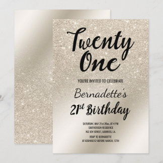 Perlfresser Glitzer ombre metallic 21. Geburtstag Einladung