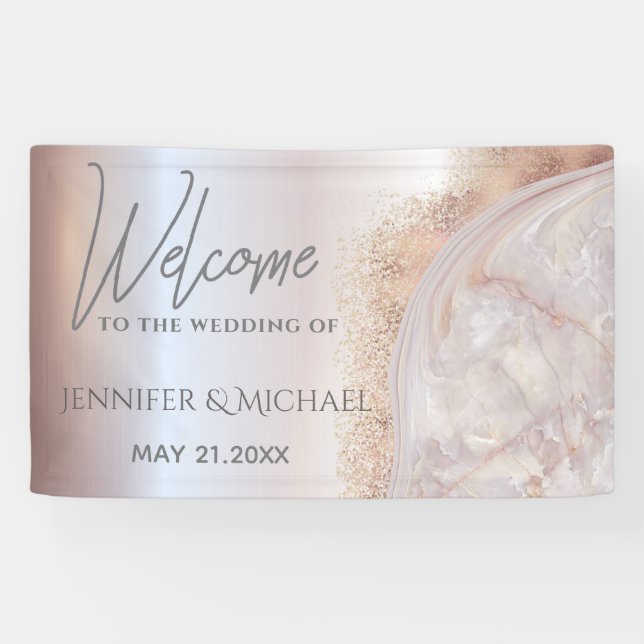 Perlgoldmarmor der Rose agate Kalligraphie Banner (Horizontal)