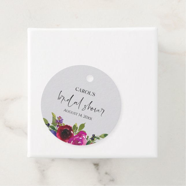 Perlgraue Wasserfarben-Blumen-Anhänger Geschenkanhänger (Beispiel)