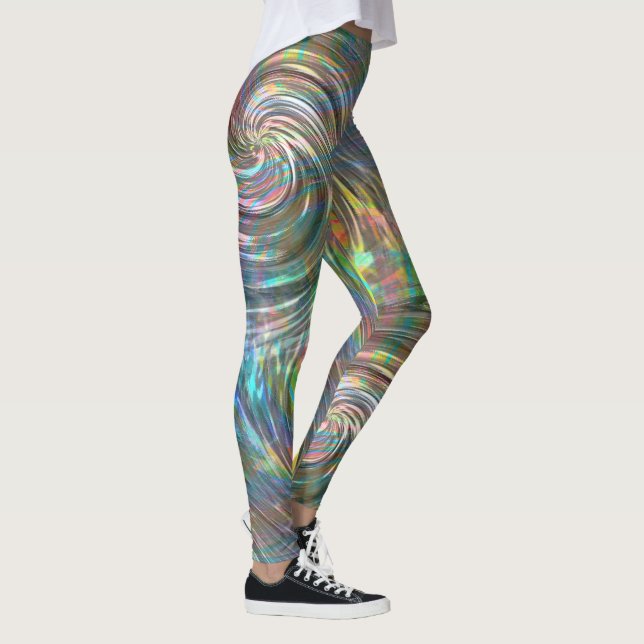 Perlgrün oder metallisch, beige bis lila leggings (Rechts)