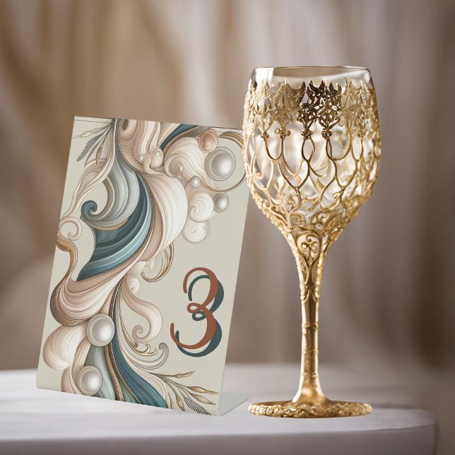 Perlküste Elegante Tischnummer Signatur Sockelschild (Von Creator hochgeladen)