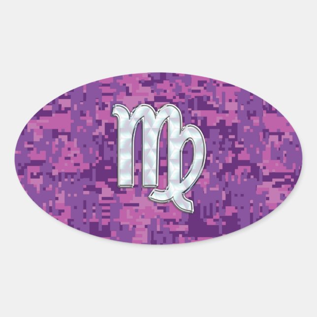 Perlmuttjungfrau-Tierkreis auf rosa Ovaler Aufkleber (Vorderseite)