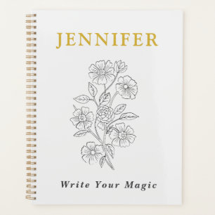 Perlmuttweißes Notizbuch mit Goldlinie – Elegant Planer