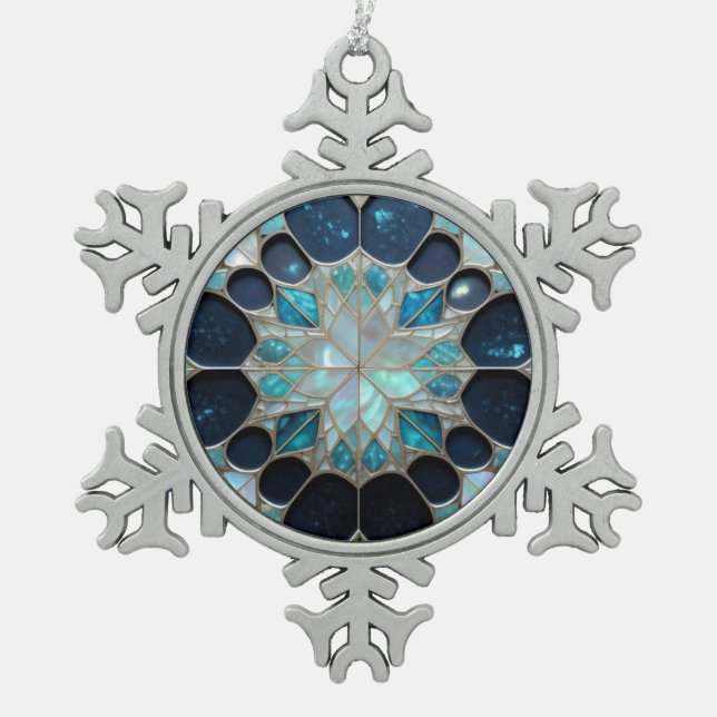 Perlschneeflocken inspiriert schneeflocken Zinn-Ornament (Vorderseite)
