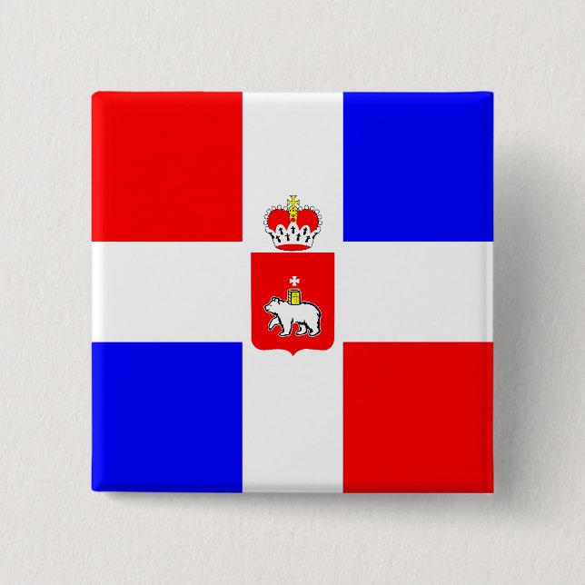 Perm Krai, Russland-Flagge Button (Vorderseite)
