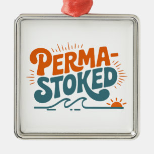 Perma-Stoked-Wellen Ornament Aus Metall