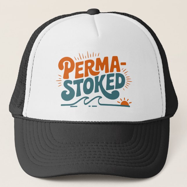 Perma-Stoked Wellen Truckerkappe (Vorderseite)