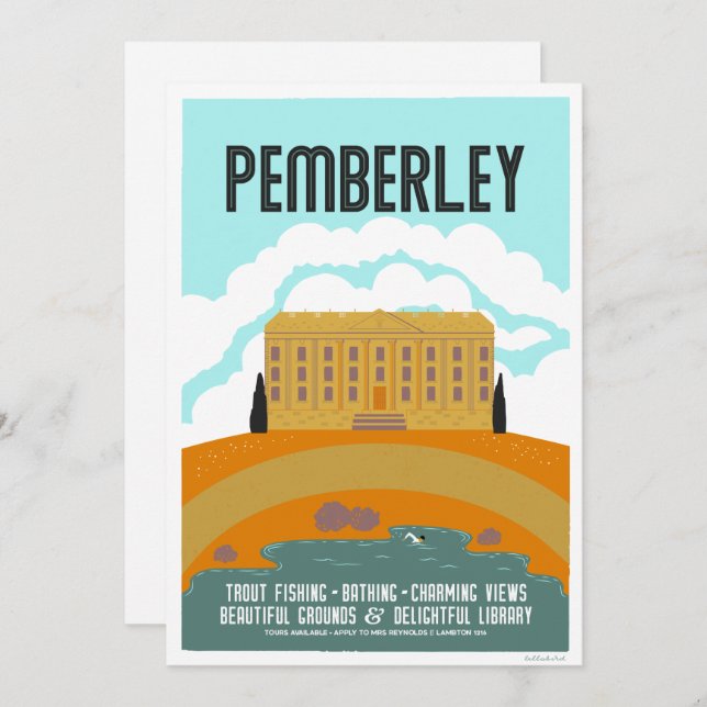 Permberley Vintage Travel Poster Einladung (Vorne/Hinten)
