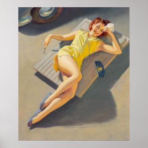 Permite Girl on Car Strampler Button Poster