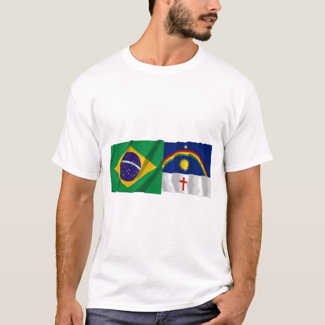 Pernambuco u. wellenartig bewegende Flaggen T-Shirt (Vorderseite)