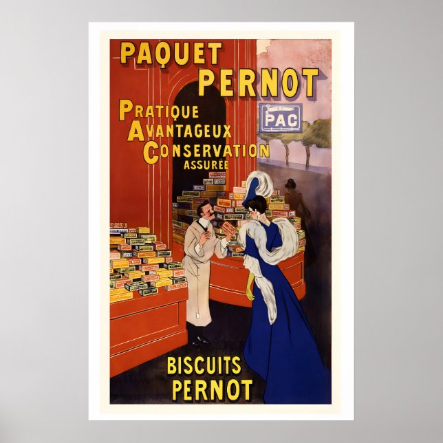 Pernot Kekspaket Französische Kekse Werbung Poster (Vorne)