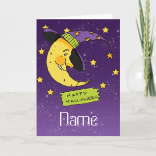Peronalised Halloween Card - Moon Witch Karte