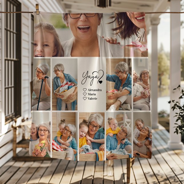 Peronalized 10 Photo Yaya Minimalist Line Art Fleecedecke (Von Creator hochgeladen)