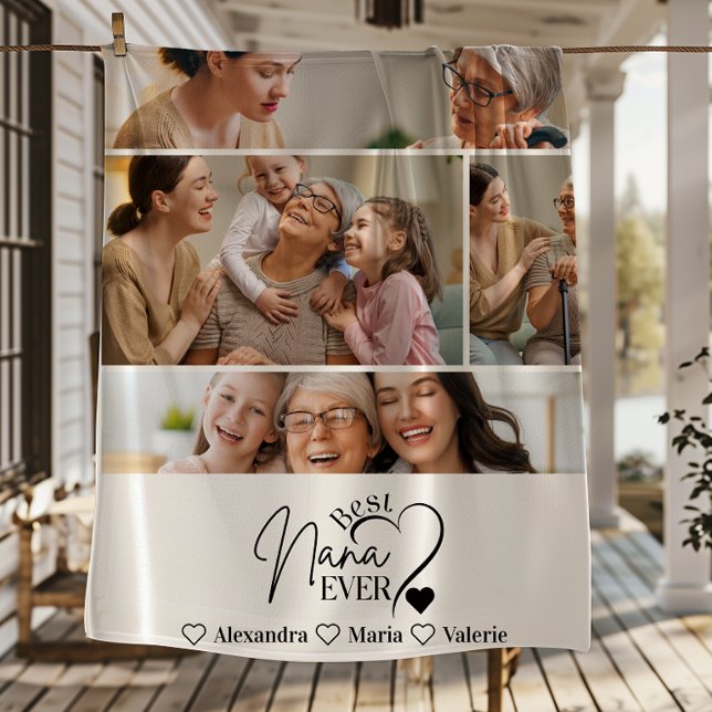 Peronalized 4 Photo Best Nana Ever Minimalis Fleecedecke (Von Creator hochgeladen)
