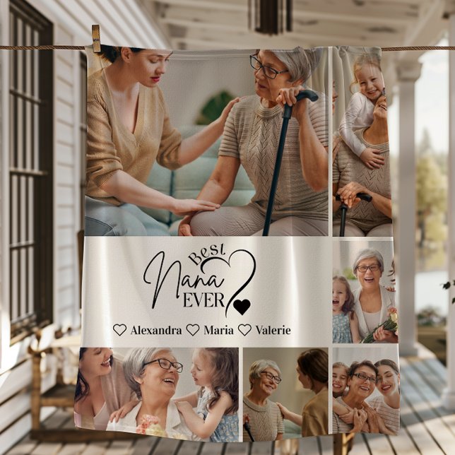 Peronalized 6 Photo Best Nana Ever Minimalist Fleecedecke (Von Creator hochgeladen)