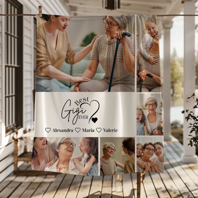 Peronalized 6 Photo Best Nonna Ever Minimalist Fleecedecke (Von Creator hochgeladen)