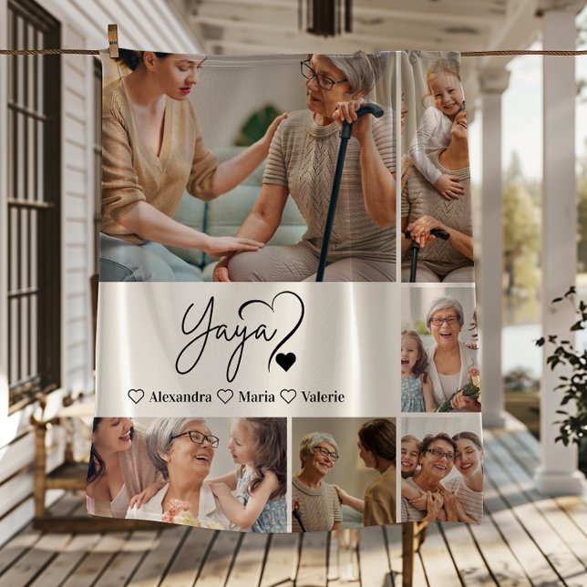 Peronalized 6 Photo Yaya Minimalist Line Art Fleecedecke (Von Creator hochgeladen)
