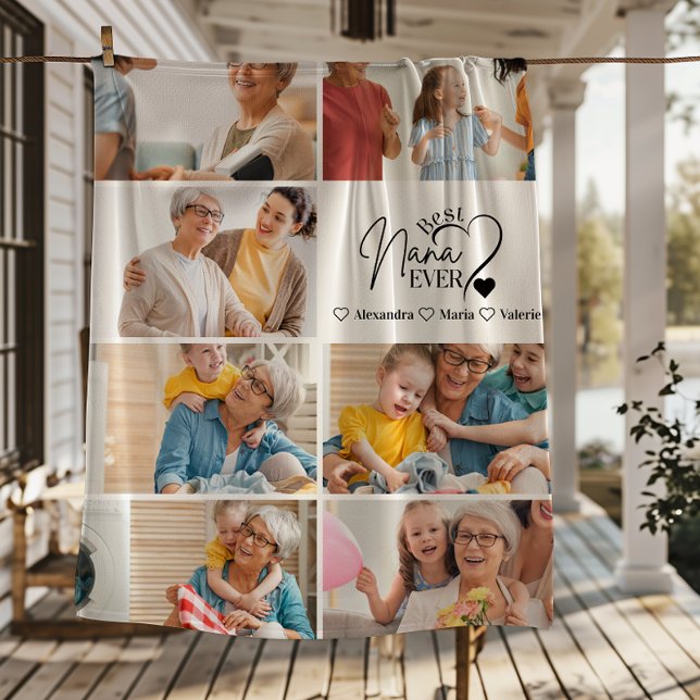 Peronalized 7 Photo Best Nana Ever Minimalist Fleecedecke (Von Creator hochgeladen)