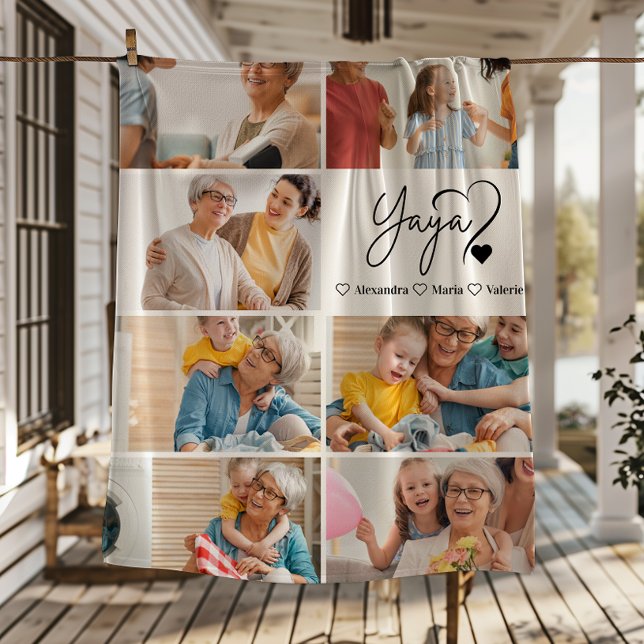 Peronalized 7 Photo Yaya Minimalist Line Art Fleecedecke (Von Creator hochgeladen)