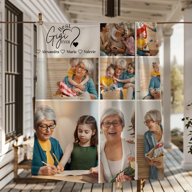 Peronalized 8 Photo Best Gigi Ever Minimalist Fleecedecke (Von Creator hochgeladen)