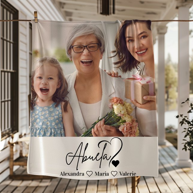 Peronalized Photo Abuela Minimalist Line Art Fleecedecke (Von Creator hochgeladen)