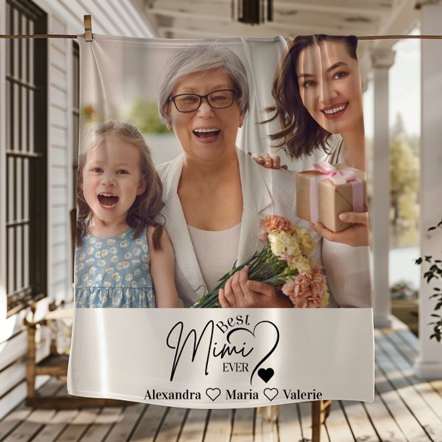 Peronalized Photo Best Mimi Ever Minimalist  Fleecedecke (Von Creator hochgeladen)