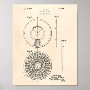 Perpetual Calendar 1925 Patent Art Old Peper Poster