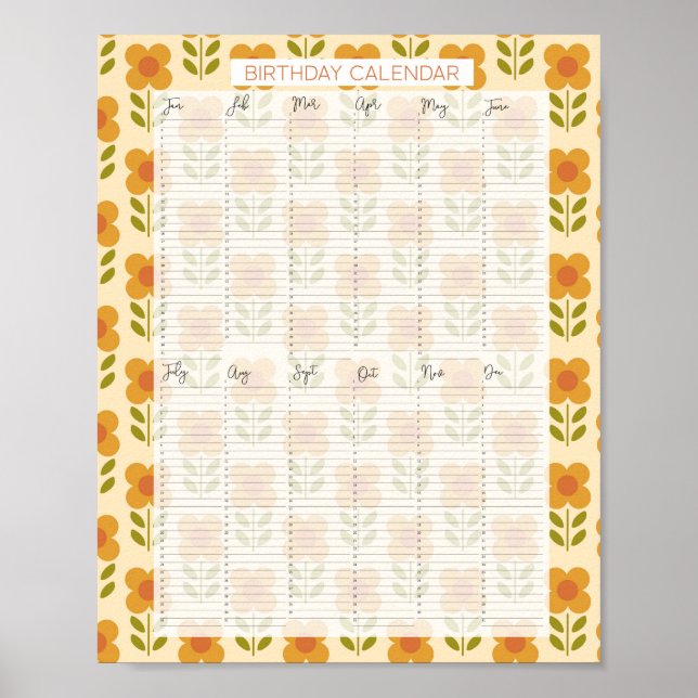 Perpetual Evergreen Geburtstag Calendar Kathrin Le Poster (Vorne)