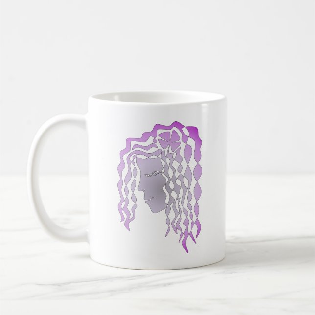 Perpetual Friedlich Woman Lila Gray Line Art Tasse (Links)