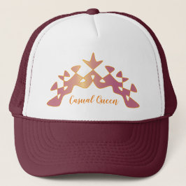 Perpetual "Lässig Queen" Crown Orange Burgundy Truckerkappe