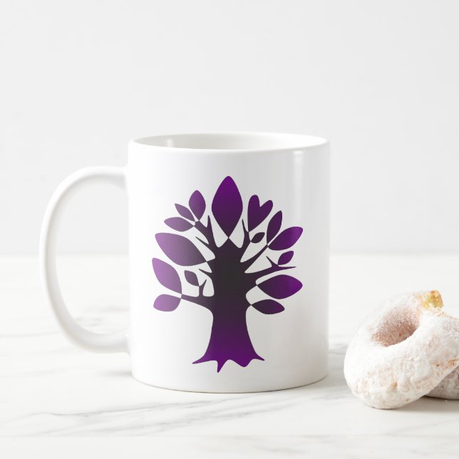 Perpetual Lila Tree Liebe Infinity Line Art Kaffeetasse (Mit Donut)