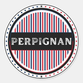 Perpignan City Pride Emblem – French Identity Runder Aufkleber