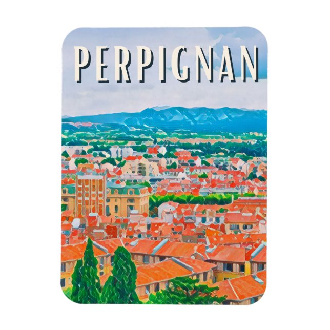 Perpignan Foto Vintage Magnet (Vertikal)