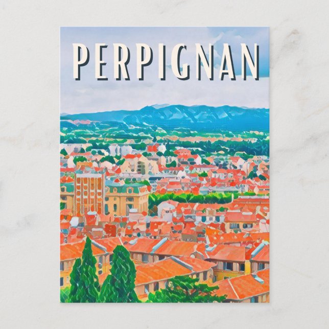 Perpignan Foto Vintage Postkarte (Vorderseite)