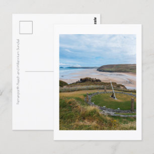 Perranporth Beach und Millennium Sundial Postkarte