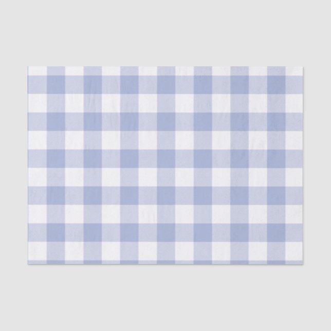 Perriwinkle blaues Büffel-Karo-Muster Seidenpapier (Vorderseite)