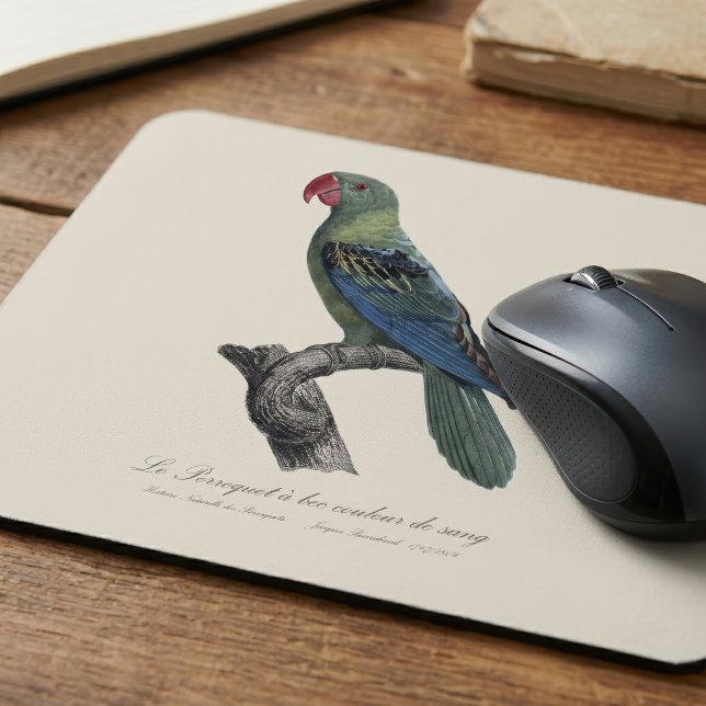 Perroquet ein Béc Couleur sang / Großschnabelpapag Mousepad (Great-Billed Parrot, Tanygnathus Megalorynchos. Mouse Pad)
