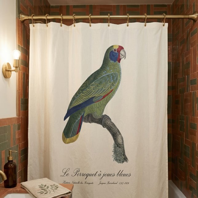 Perroquet-Joues-Blues / Rotschwanzamazone Duschvorhang (Red-Tailed Parrot Amazon, Amazona Brasiliensis. Shower Curtain)